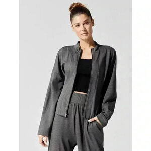 CARBON38‎ Fleece Mock Neck Zip Up Jacket Grey Small